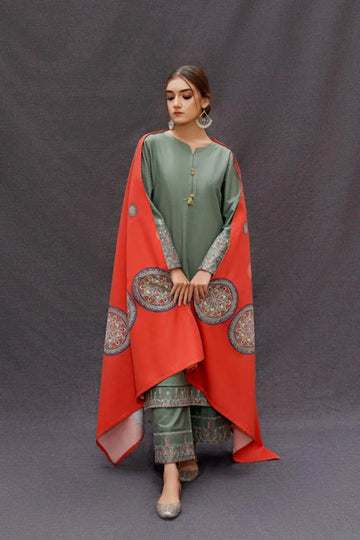3 Pcs Women's Unstitched Embroidered Suit